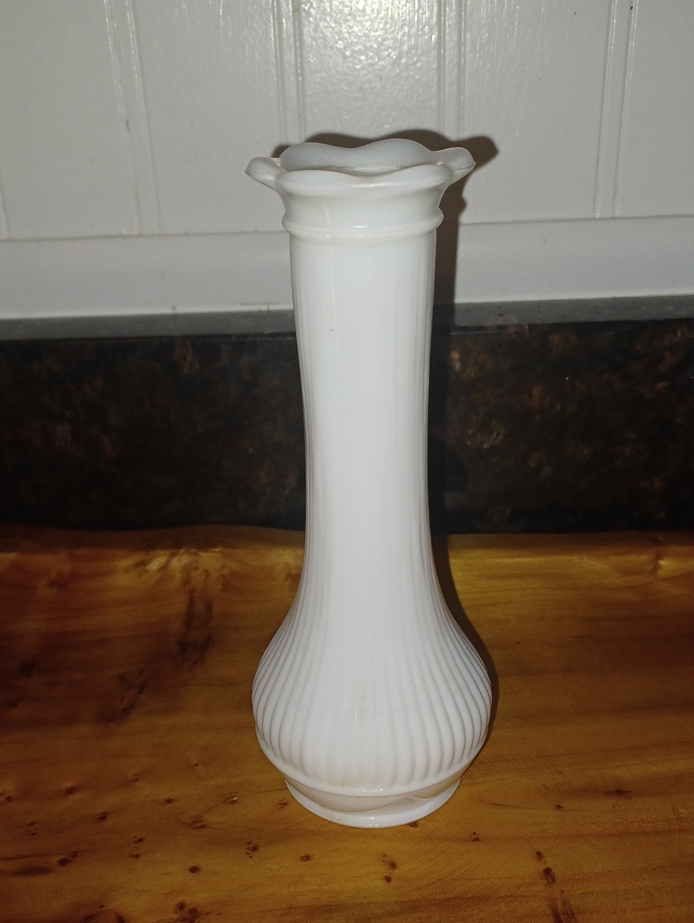Vintage 1960s Randall White Milk Glass Ribbed Bud Vase 1